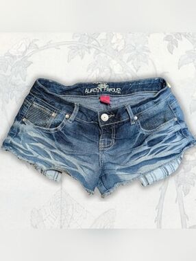 Almost Famous Low Rise Mini Distressed Blue Denim Cutoff Shorts